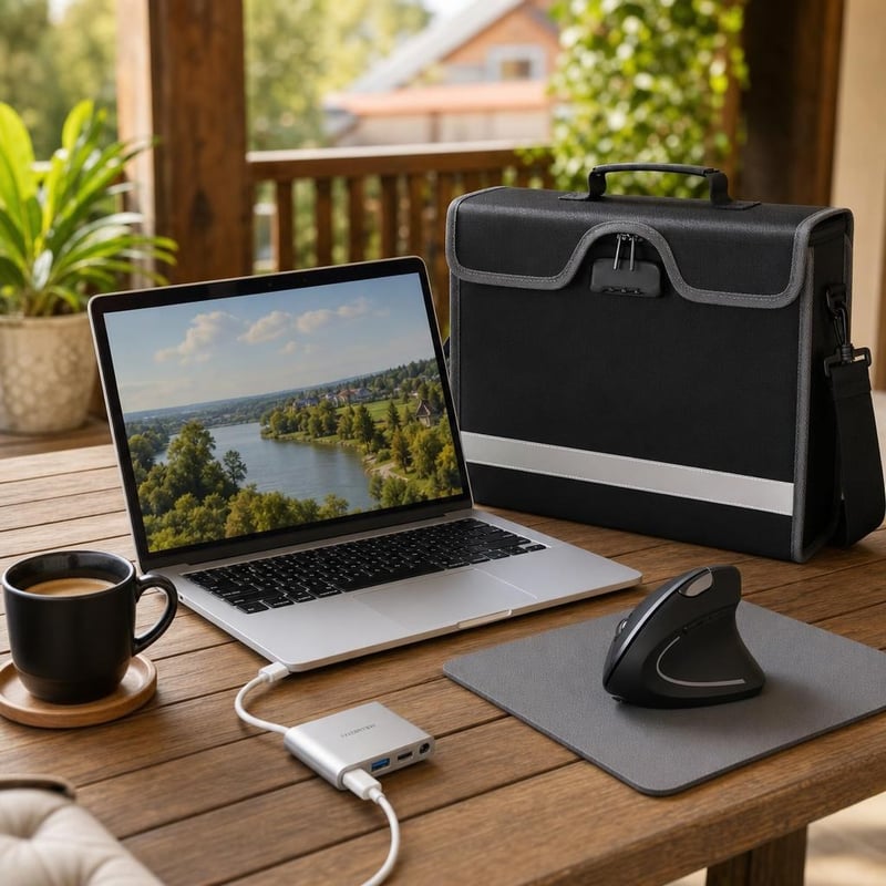 Mobilná kancelária: vodeodolná taška + ergonomická myš + 3v1 hub