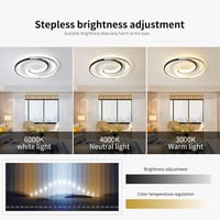 minifair Modern LED Mennyezeti Lámpa 36W 50cm - Távirányítós, Geometrikus Kerek Fekete-Fehér, Fényerőszabályozható, Nappaliba, Hálószobába,  2