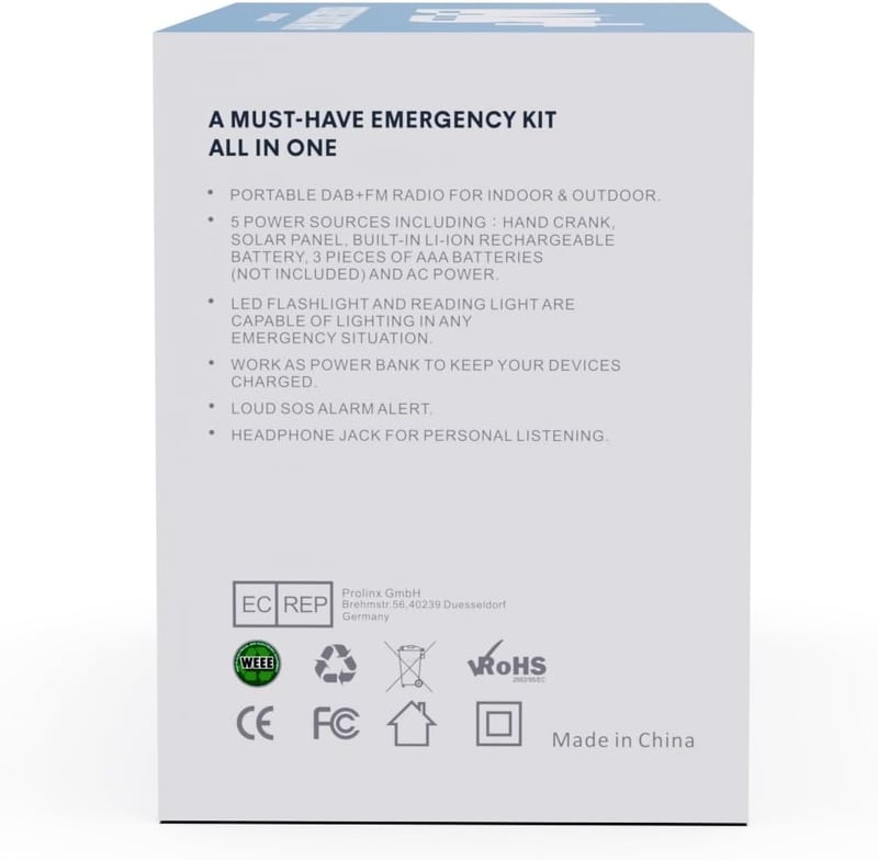 DAB+ Napelemes Kurblis Rádió LED Lámpával, 5000mAh Akkuval - Zöld Kempinghez, Vészhelyzetekre