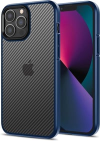 iPhone 13 Pro Max Átlátszó-Kék Szilikon Tok Szürke Csíkos Mintával 1