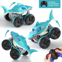 iFOLLOWER 360°-os Cápa Formájú RC Autó - Kétéltű Stunt Jármű LED Fénnyel, 4WD 2