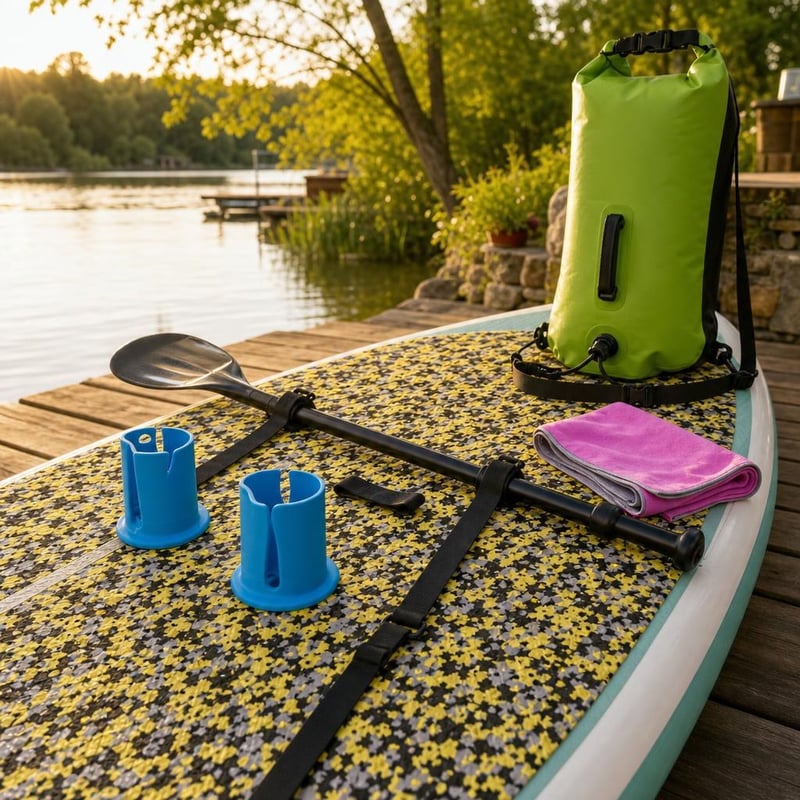 SUP i kajak paket: 2x držač pića + protuklizna podloga + remen za nošenje + 28l vodootporna torba + ručnik