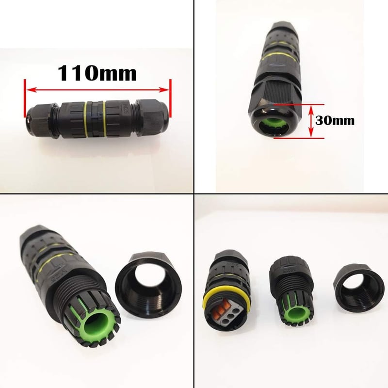 CTRICALVER IP68 Vízálló Kötődoboz Kültéri Kábelcsatlakozó - Fekete Kábelvédő Burkolat 5-14mm Kábelekhez (2 db Csomag)