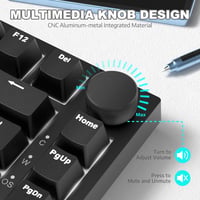 AJAZZ AK820 75% TKL Vezetékes Mechanikus Billentyűzet, Hot Swap Piros Kapcsolókkal, CNC Hangerőszabályzóval, PBT Keycaps, PC/Win/MAC - Fekete 3