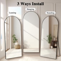 LunaMirror Íves Álló Tükör 180 x 76 cm - Teljes Alakos Padlótükör Hálószobába, Nappaliba, Előszobába - Fekete Fali Tükör 5