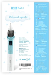 IMA BABY Újratölthető Elektromos Orrszívó Kék - 6 Fokozatú, 2 Fejjel 2