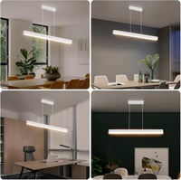 Klighten LED Függőlámpa 3000K-6000K, 80cm/24W Távirányítós Étkezőasztal Lámpa, Lineáris Dizájn, 150cm Állítható Magasságú Csillár Nappaliba, 7