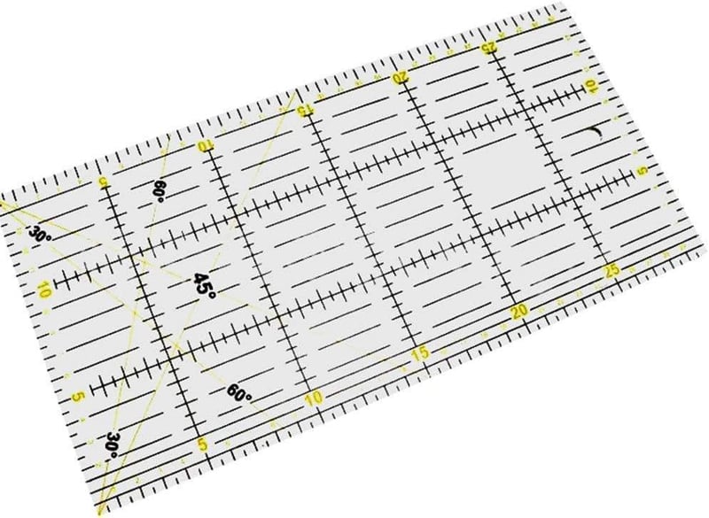 BYOU Átlátszó Akril Foltvarró Sablon 30x15 cm, Dupla Színes Rácsozással