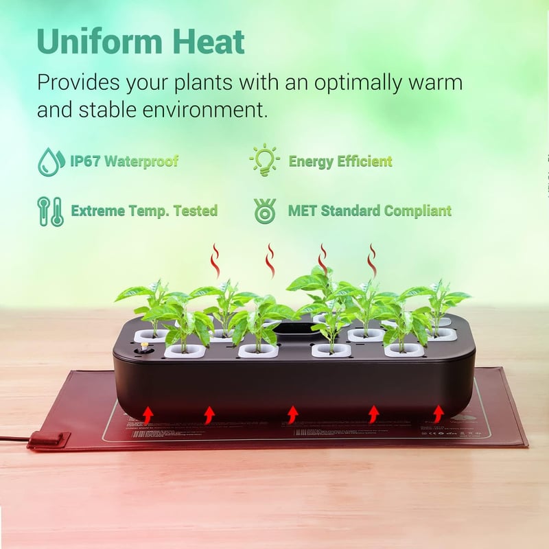 LERWAY Fűtőszőnyeg Terrárium Növény Hüllő Fűtőpad 30W 52x25cm Üvegház Melegítő Matrac Gyík Kígyó Teknős