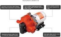 Seaflo 12V-os nagyteljesítményű membránszivattyú, 20.8 L/perc, 4.1 bar 7