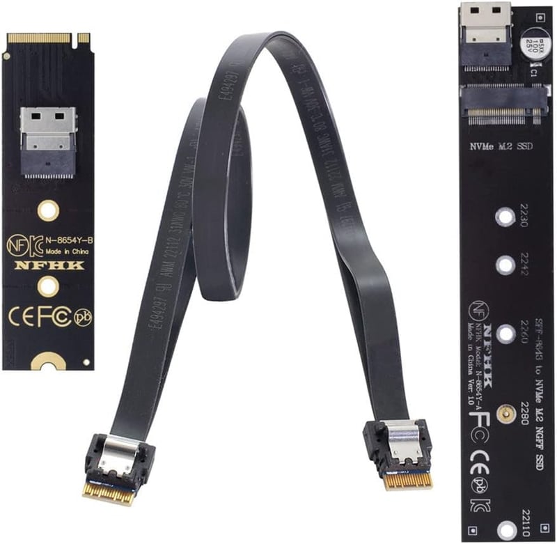 Xiwai NVME M.2 SSD hosszabbító kábel 40cm, SFF-8654 csatlakozóval