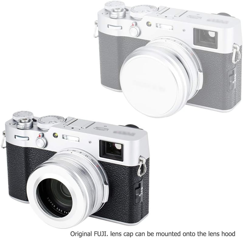 Fujifilm X100 sorozathoz JJC fém napellenző és adaptergyűrű - Ezüst
