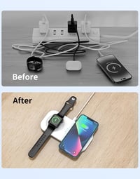 JoyGeek 2 az 1-ben Fehér Vezeték Nélküli Töltőpad iPhone, iWatch és AirPods Készülékekhez 3