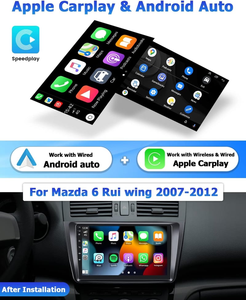 Mazda 6 (2007-2012) 9" Érintőképernyős Hikity CarPlay Autórádió Dashcammel, 2+32GB