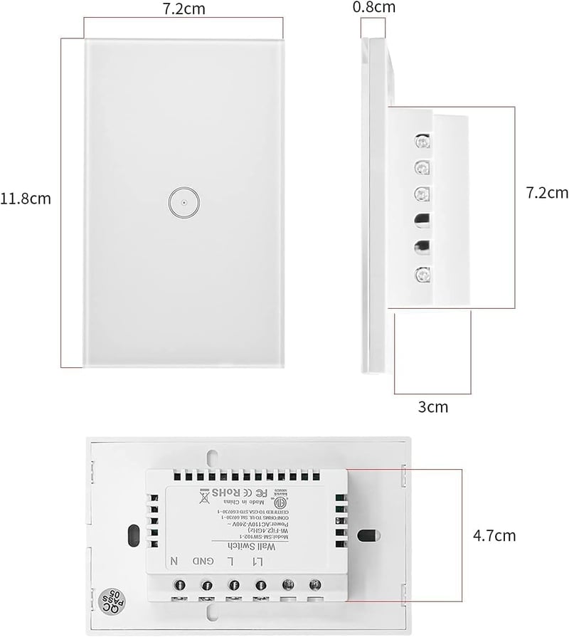 Jinvoo WiFi Okos Fali Kapcsoló - 1/2/3 Gombos Érintésvezérlés, Távirányítás Telefonról, Alexa/Google Home Kompatibilis, Időzítő Funkcióval, 