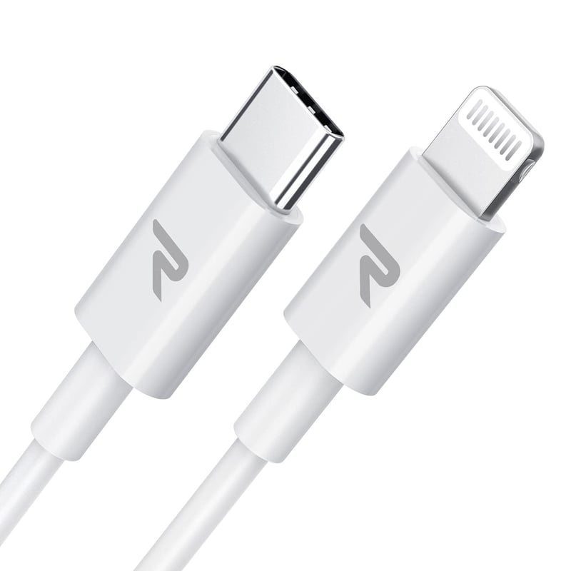 RAMPOW Apple MFi USB-C Lightning kábel, gyorstöltés iPhone 14/13/12-höz - 1m, fehér