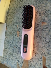 Perie de îndreptat părul wireless RUIZHI Mini cu afișaj LED, 3 trepte de temperatură, pentru păr scurt și călătorii, roz 3