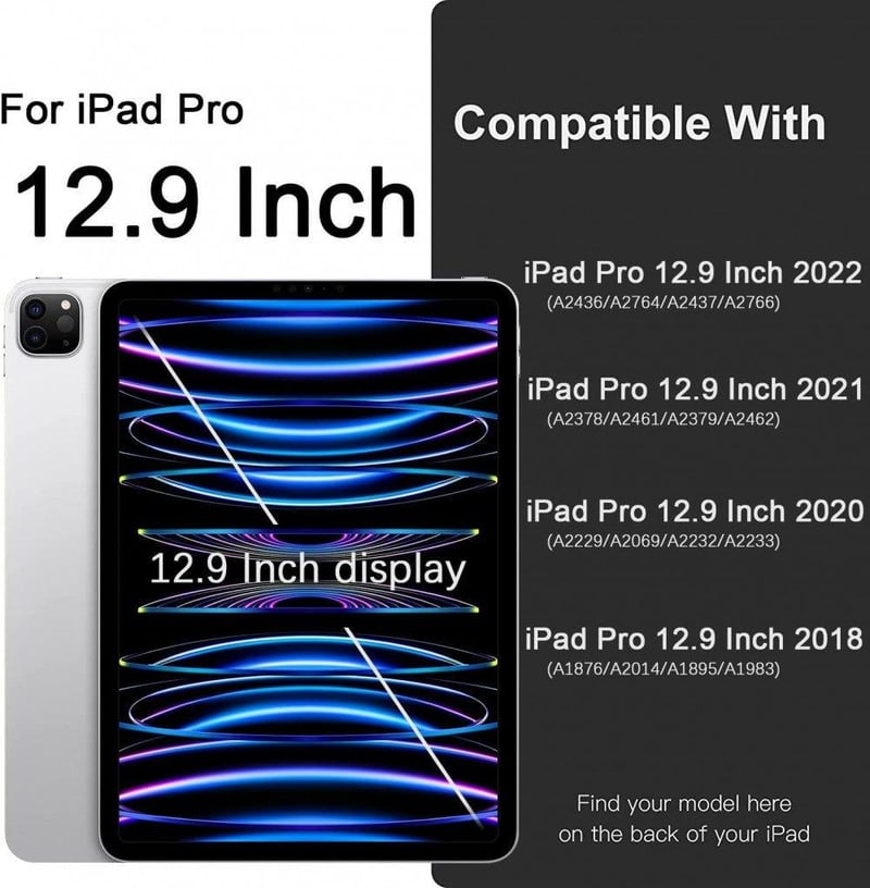 Apple iPad Pro 12.9 Védőtok Tolltartóval, Fekete TPU Hátlap