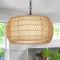 Rayofly Rattan Függőlámpa - 5 Izzós Nagy Méretű Boho Csillár Étkezőasztalhoz, Vintage Rattan Lámpaernyővel 9