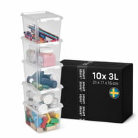 Set 5 cutii de depozitare SmartStore cu capac, 3L, 21x17x15 cm, cutii de depozitare transparente din plastic cu capac 1