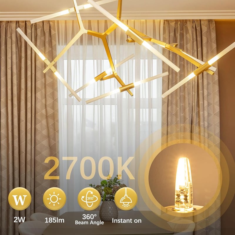 DiCUNO G4 LED Dimmable Izzó, 2W/20W, Meleg Fehér 2700K, 185lm, 360° Fényszög, 12V AC/DC, Energiatakarékos, Hosszú Élettartamú, 10db Csomag