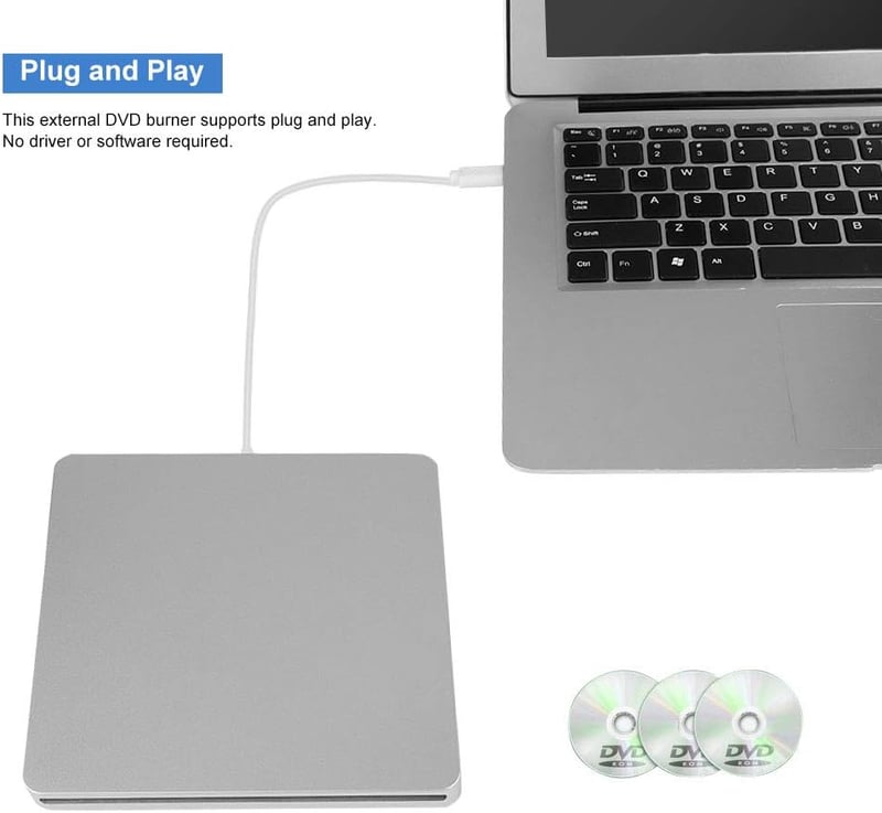 VBESTLiFE Ultravékony Külső CD/DVD Olvasó és Író - USB-C Csatlakozással