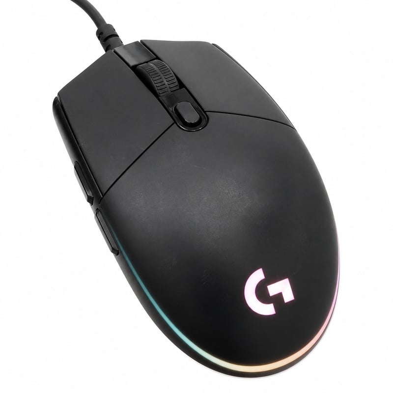 Mouse de gaming Logitech G203 LIGHTSYNC, Negru, 8000 DPI, Iluminare RGB — defect, funcționează parțial: rotiță defectă (stare: vezi a 2-a imagine)