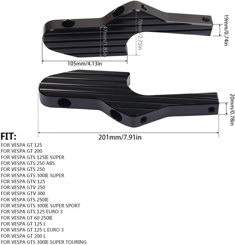 Vespa GT GTS GTV lábtartó hosszabbító - Utasülés kiegészítő 125-300cc modellekhez