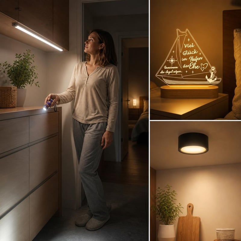 Pachet Iluminat Nocturn: Lanternă LED + Lampă senzor + Lampă veghe + Spot LED 6W