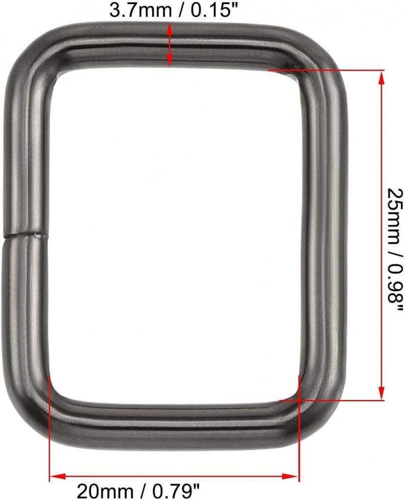 Fekete Fémgyűrű Készlet Táskákhoz - 15db, 25x20mm