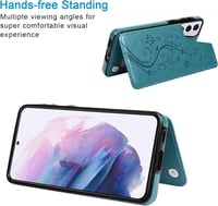Samsung Galaxy S21 Plus Kék Bőr Flip Tok Állvánnyal 5