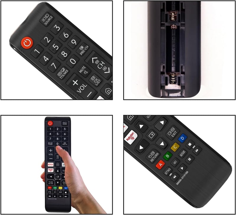 FOXRMT BN59-01315B Univerzális Távirányító Samsung Smart TV-hez - 4K/QLED/UHD Kompatibilis, Programozás Nélküli Csere, Netflix Gyorsgombbal