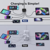 Zomvan 100W USB-C Gyorstöltő 6 Portos Töltőállomás - 3 USB-C és 3 USB-A Port iPhone 16/15/14, Samsung S24/S23, iPad Kompatibilis Fekete Tölt 7