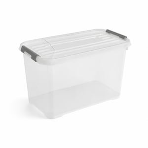 Cutie de depozitare Curver Handy Plus cu capac 65 L, 60x40x38,8 cm, transparentă — defectă, parțial funcțională: capac rupt (stare: vezi a 2-a fotografie)