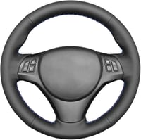 Husă volan MEWANT din piele ecologică neagră/velur, antiderapantă, personalizabilă, pentru modelele BMW E90 320i 325i 330i 335i E87 120i 130i 120d 1
