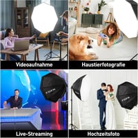 FGen Oktogonális Softbox Fotóstúdió Szett 135W 5500K LED Lámpákkal, 70cm Fénydoboz és 2m Állítható Állványok Portré és Termékfotózáshoz 9