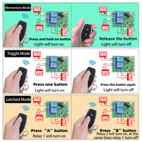 DieseRC 433MHz-es vezeték nélküli távirányító kapcsoló, 12-30V, 2 adóval - motorokhoz, lámpákhoz 6
