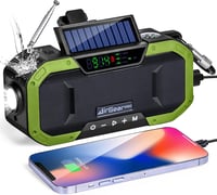 AirGearPro Bluetooth Kurblis Rádió Napelemes Powerbank-kal és LED Lámpával - Vízálló Túrarádió 1