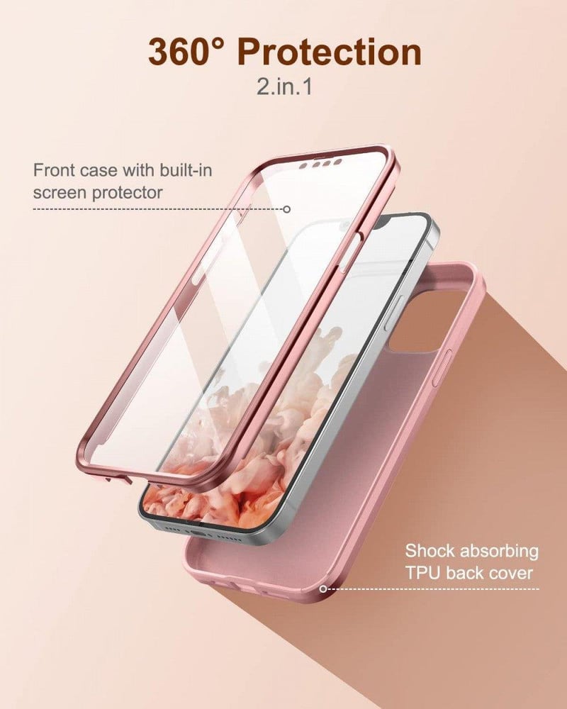 Apple iPhone 13 Pro Rózsaarany Szilikon Tok Beépített Képernyővédővel