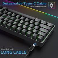 Dierya DK61se Mechanikus Gamer Billentyűzet, 60% Kompakt, 61 Gombos, Kék Kapcsolós, Anti-Ghosting, USB-C, Kék Háttérvilágítás, Windows Kompa 6