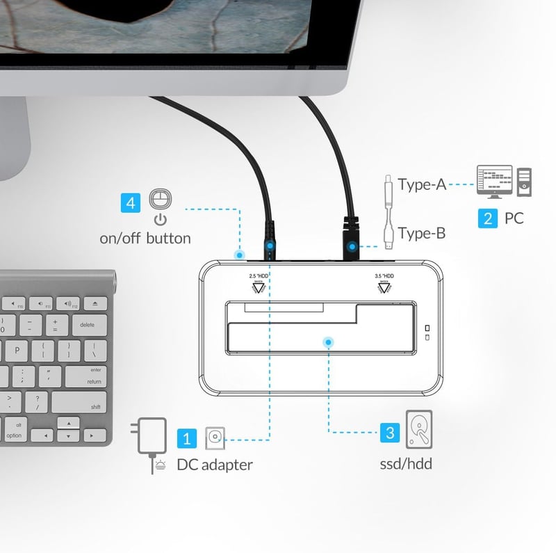 ORICO USB 3.0 Külső HDD Dokkoló - 20TB-ig, SATA Kompatibilis