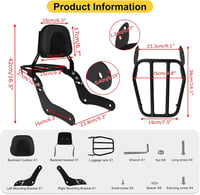 PSLER Honda Rebel CMX1100 Háttámla Üléspárna Csomagtartóval - Motoros Sissy Bar Hátsó Utasnak, Fekete Acél Váz, 2021-2024 Modellekhez 5