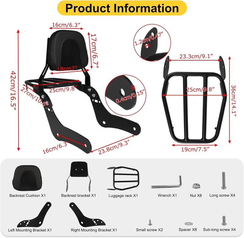 PSLER Honda Rebel CMX1100 Háttámla Üléspárna Csomagtartóval - Motoros Sissy Bar Hátsó Utasnak, Fekete Acél Váz, 2021-2024 Modellekhez