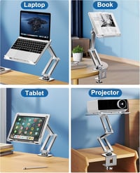 nediea 360°-ban Forgatható Laptop Tartókar - Állítható Alumínium Asztali Állvány 10-16" Laptopokhoz és Tabletekhez, Összecsukható, 10kg Tehe 5