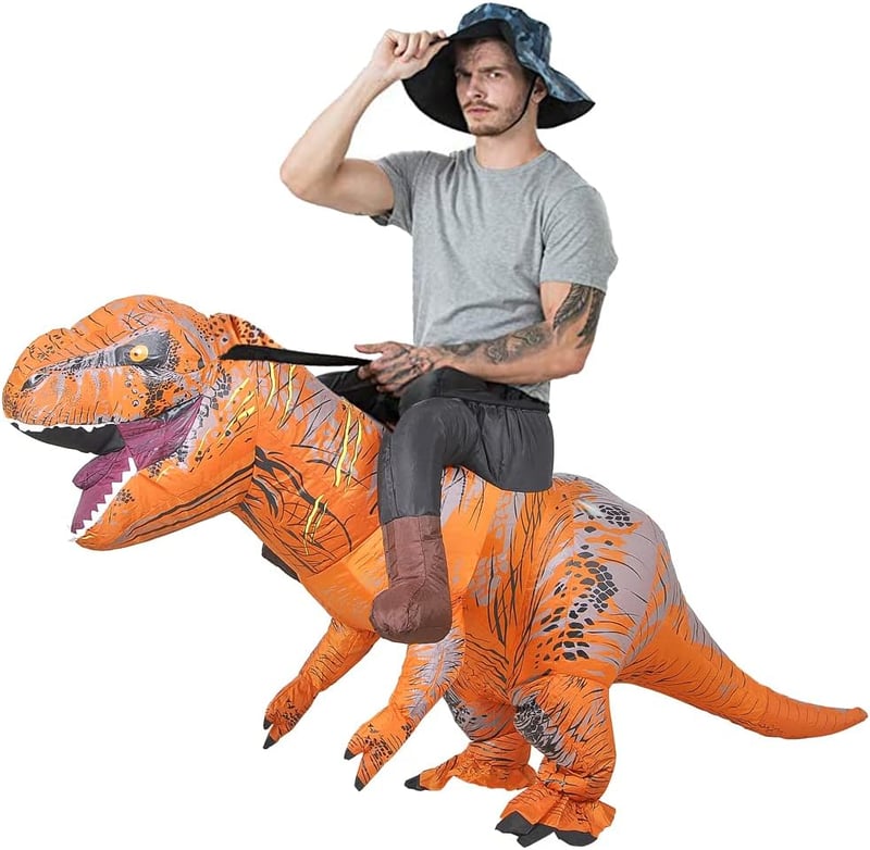 T-Rex Felfújható Dinoszaurusz Jelmez Felnőtteknek - Karneváli Lovaglós Dínó Kosztüm