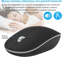 Olasz QWERTY USB billentyűzet és egér szett - GALENMORO vezeték nélküli, ergonomikus, csendes, Windows kompatibilis 3