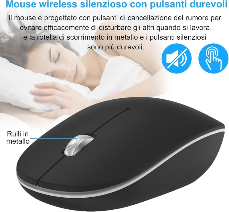 Olasz QWERTY USB billentyűzet és egér szett - GALENMORO vezeték nélküli, ergonomikus, csendes, Windows kompatibilis
