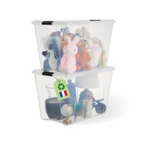 Cutie de Depozitare Transparentă cu Capac Iris Ohyama BSB-55 55L – Set de 2 bucăți (Set Parțial), Stivuibilă, cu Mânere, Plastic fără BPA 2