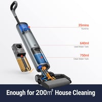 OSOTEK H200 vezeték nélküli porszívó és felmosó, 180°-ban dönthető, öntisztító funkcióval 8