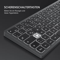 Seenda LED-es vezeték nélküli billentyűzet, QWERTZ, újratölthető, PC/laptop, űrszürke 4